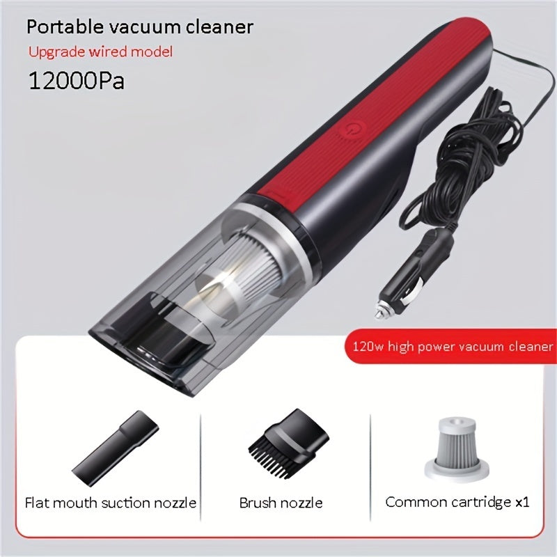 Wired Silver And Red Car Vacuum Cleaner Car With Strong Suction Handheld Vacuum Cleaner Small Mini Rechargeable Home Vacuum Cleaner